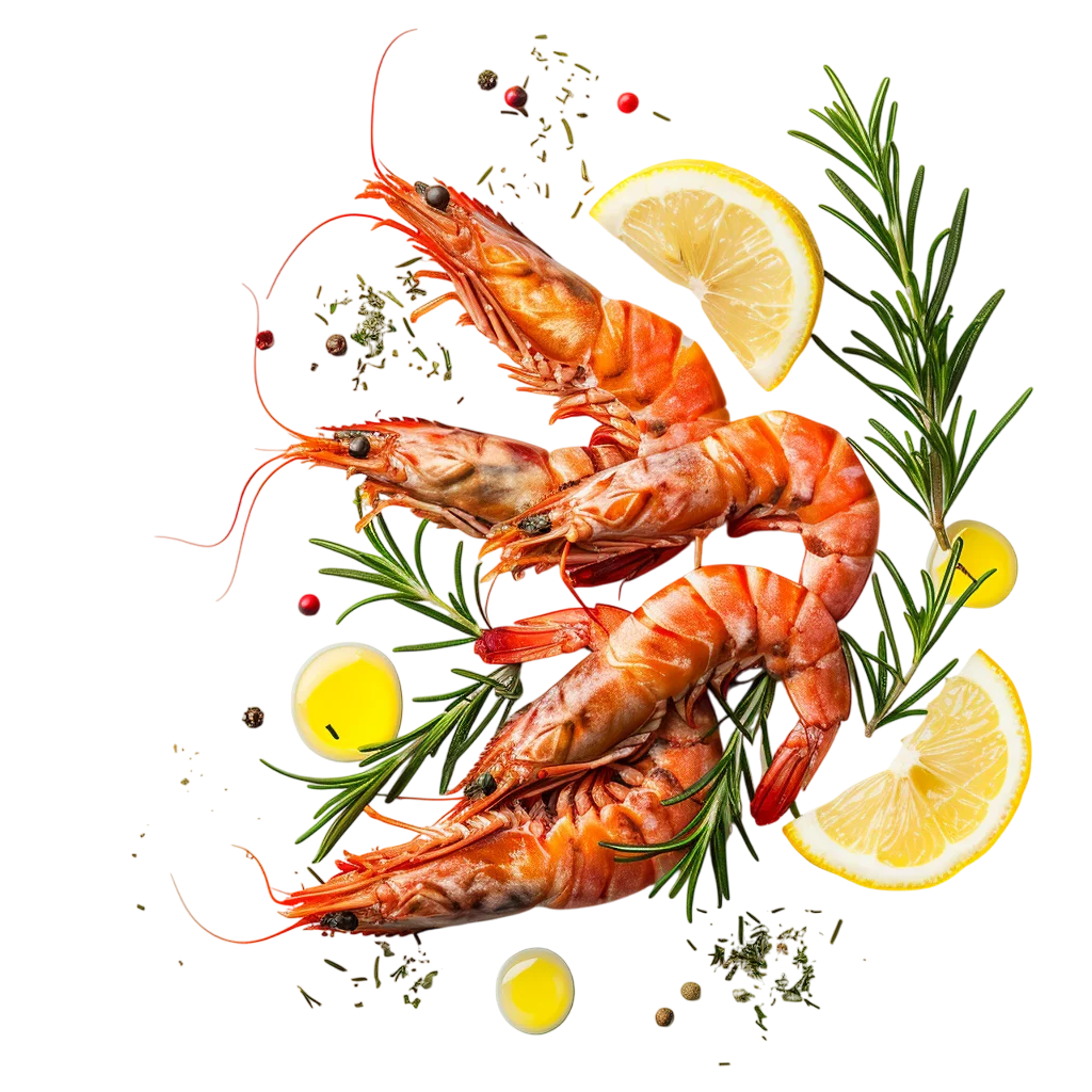 Cooked Prawns with Lemon and Rosemary - Free PNG