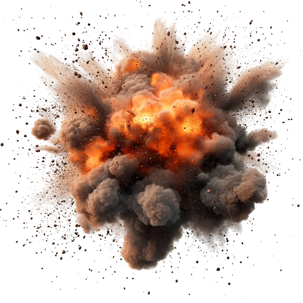 Dramatic Fireball Explosion with Smoke and Debris - Free PNG