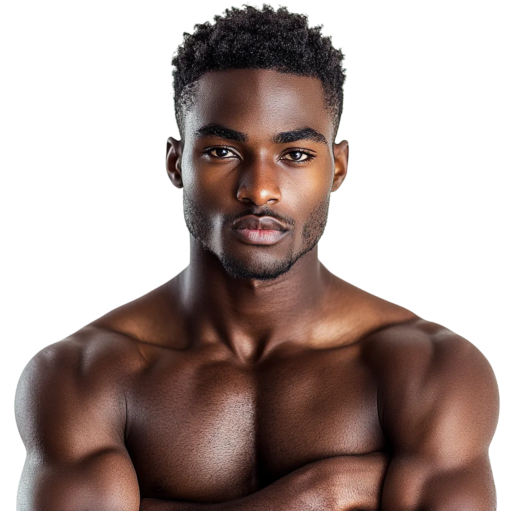 Muscular Shirtless Man with Crossed Arms | Free PNG