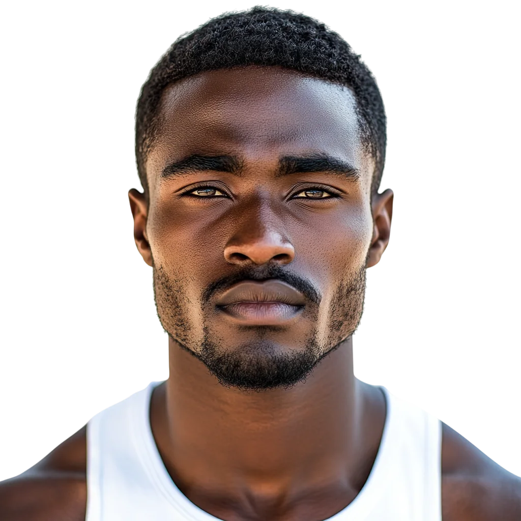 Front-Facing Portrait of a Young Man in a White Tank Top | Free PNG