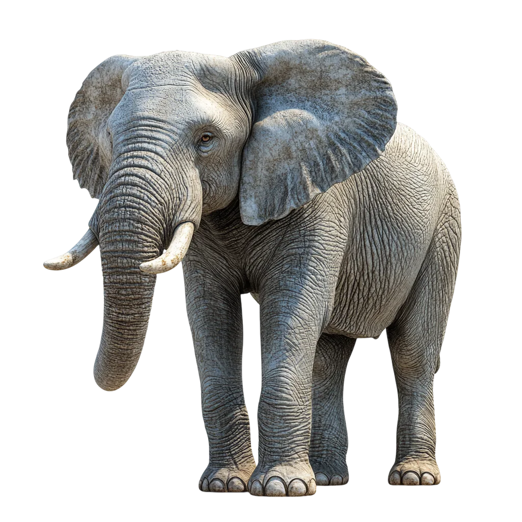 Realistic African Elephant with Tusks - Free PNG