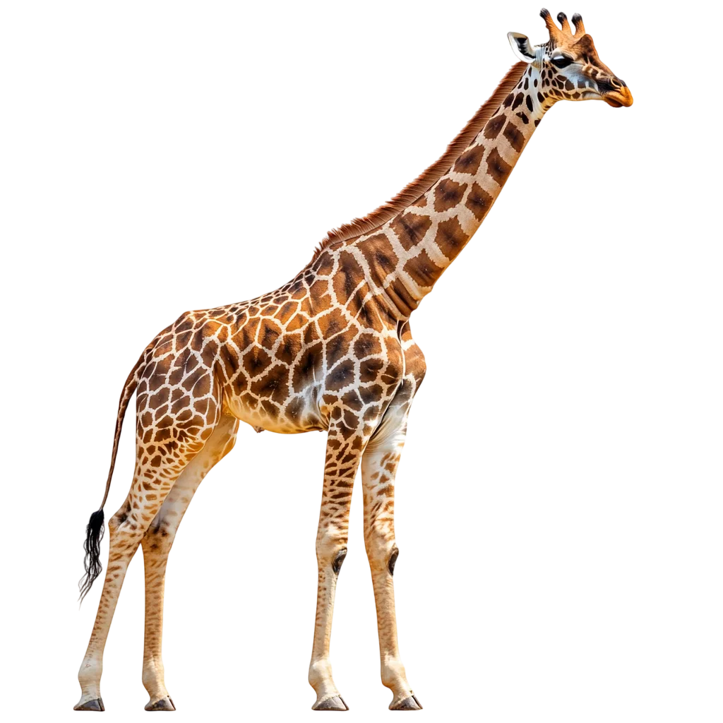 Standing Giraffe in Profile – Free PNG