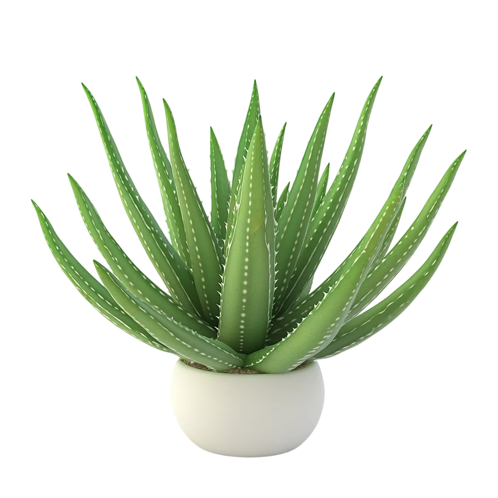 Aloe Vera Succulent in a White Pot – Free PNG