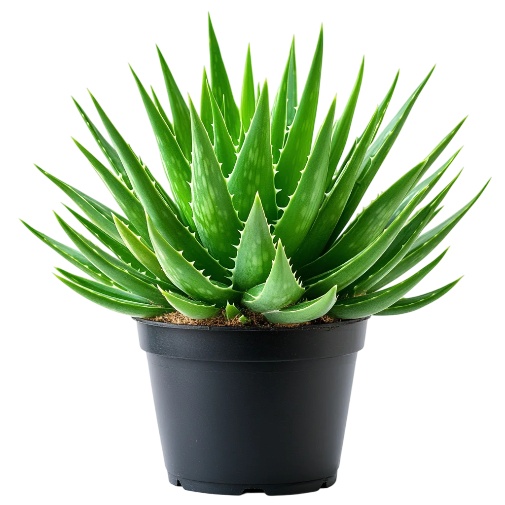 Potted Aloe Vera Succulent with Spiky Green Leaves - Free PNG