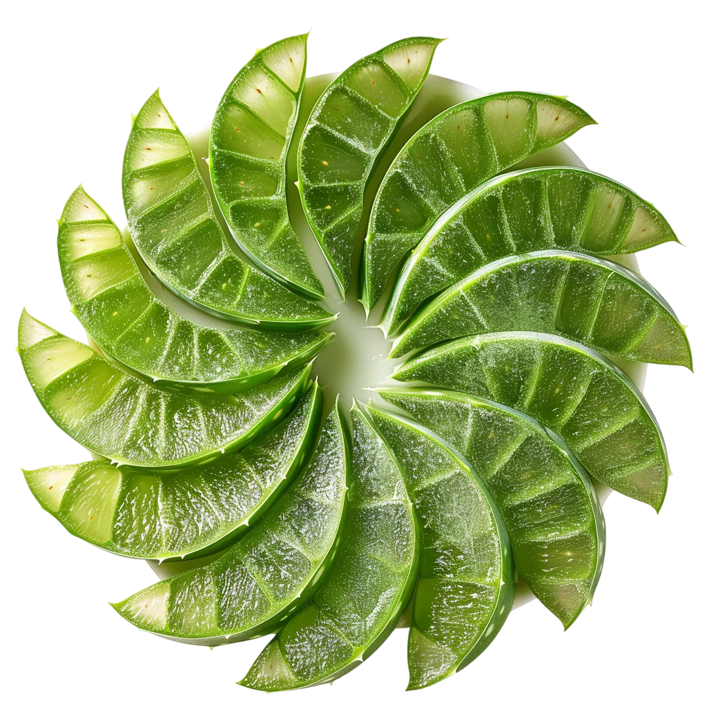 Circular Aloe Vera Leaf Sections in a Green Rosette | Free PNG