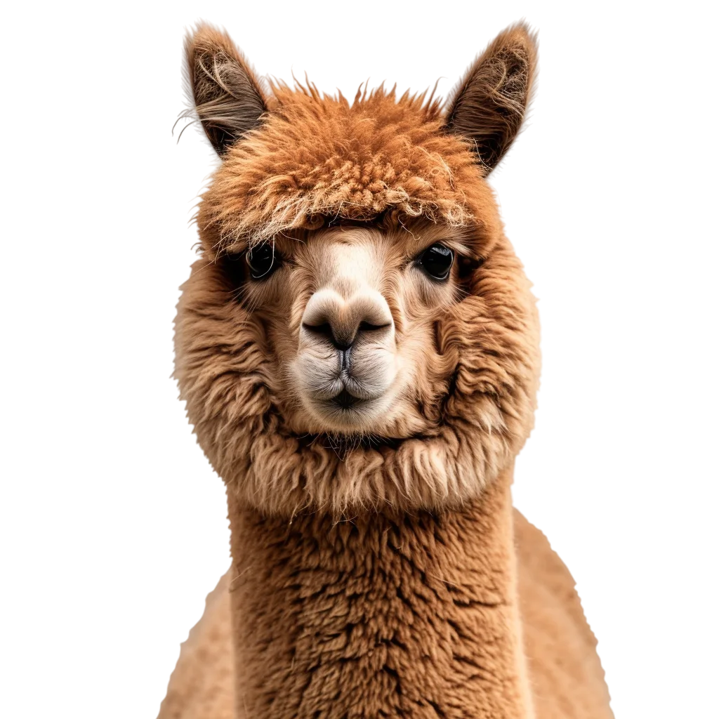 Fluffy Brown Alpaca Portrait Free PNG