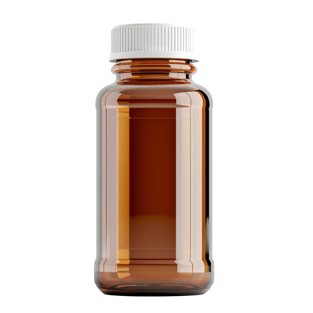 Blank Amber Medicine Bottle with White Cap – Free PNG