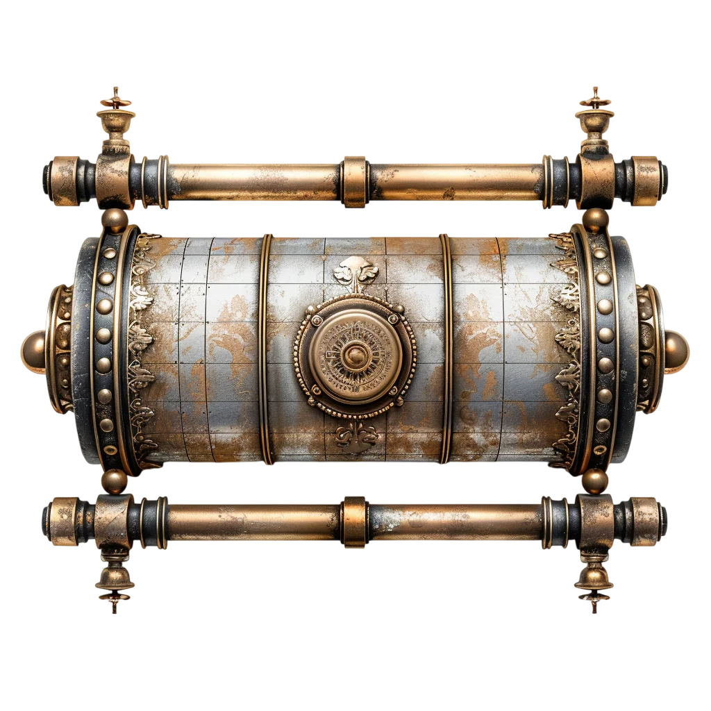 Ornate Steampunk Cylinder with World Map | Free PNG