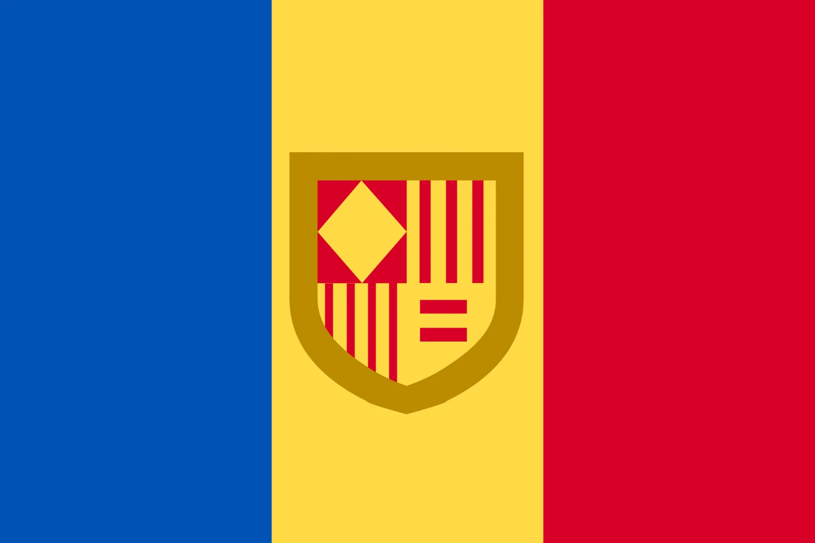 Andorra Flag with Geometric Coat of Arms Free PNG