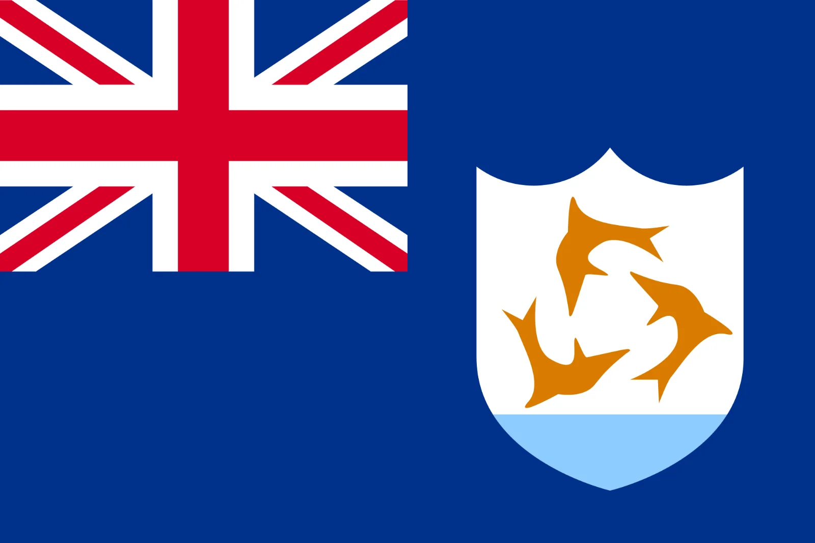 Anguilla Flag with Three Dolphins Free PNG