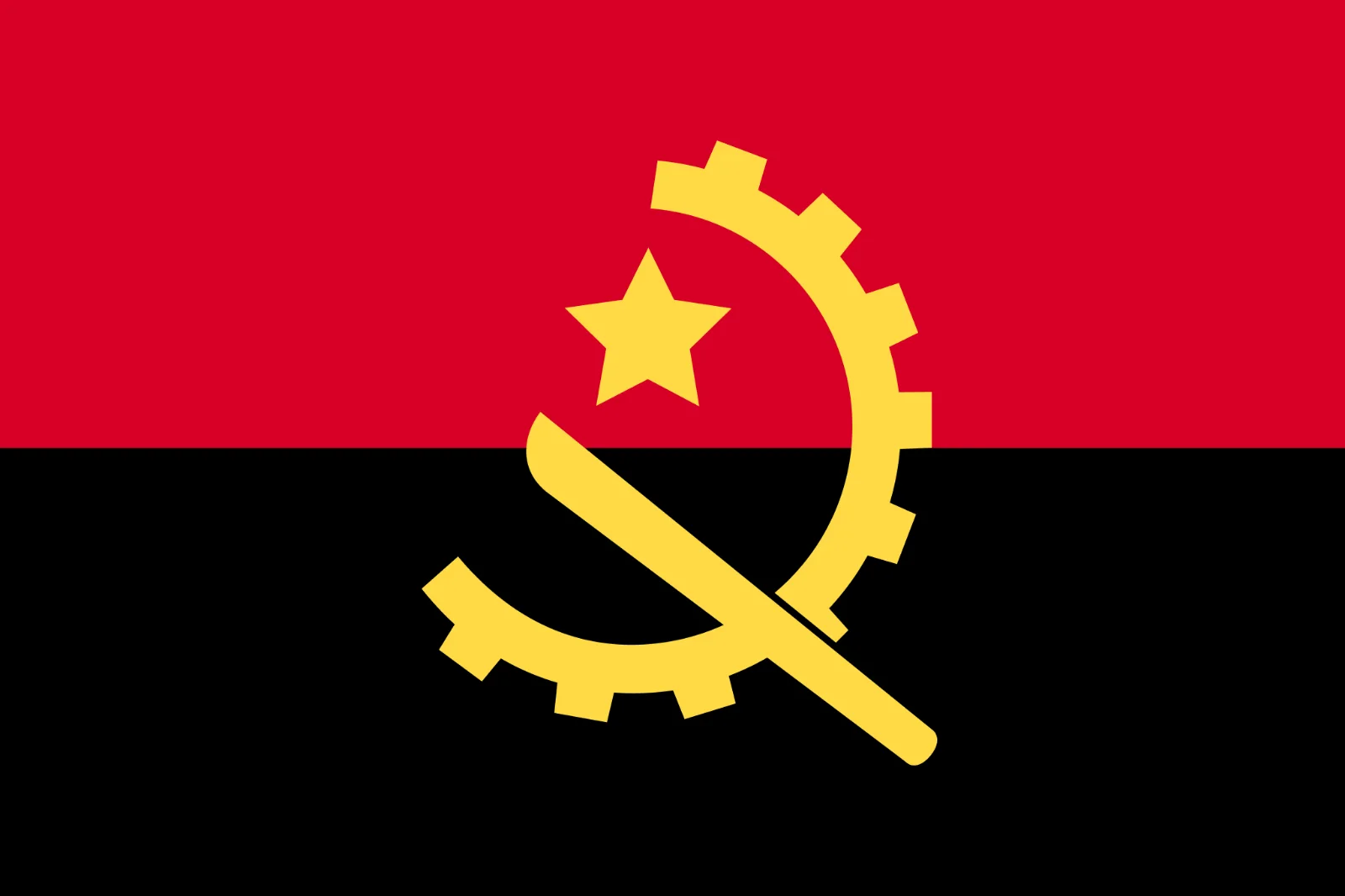 Angola Flag with Yellow Emblem Free PNG