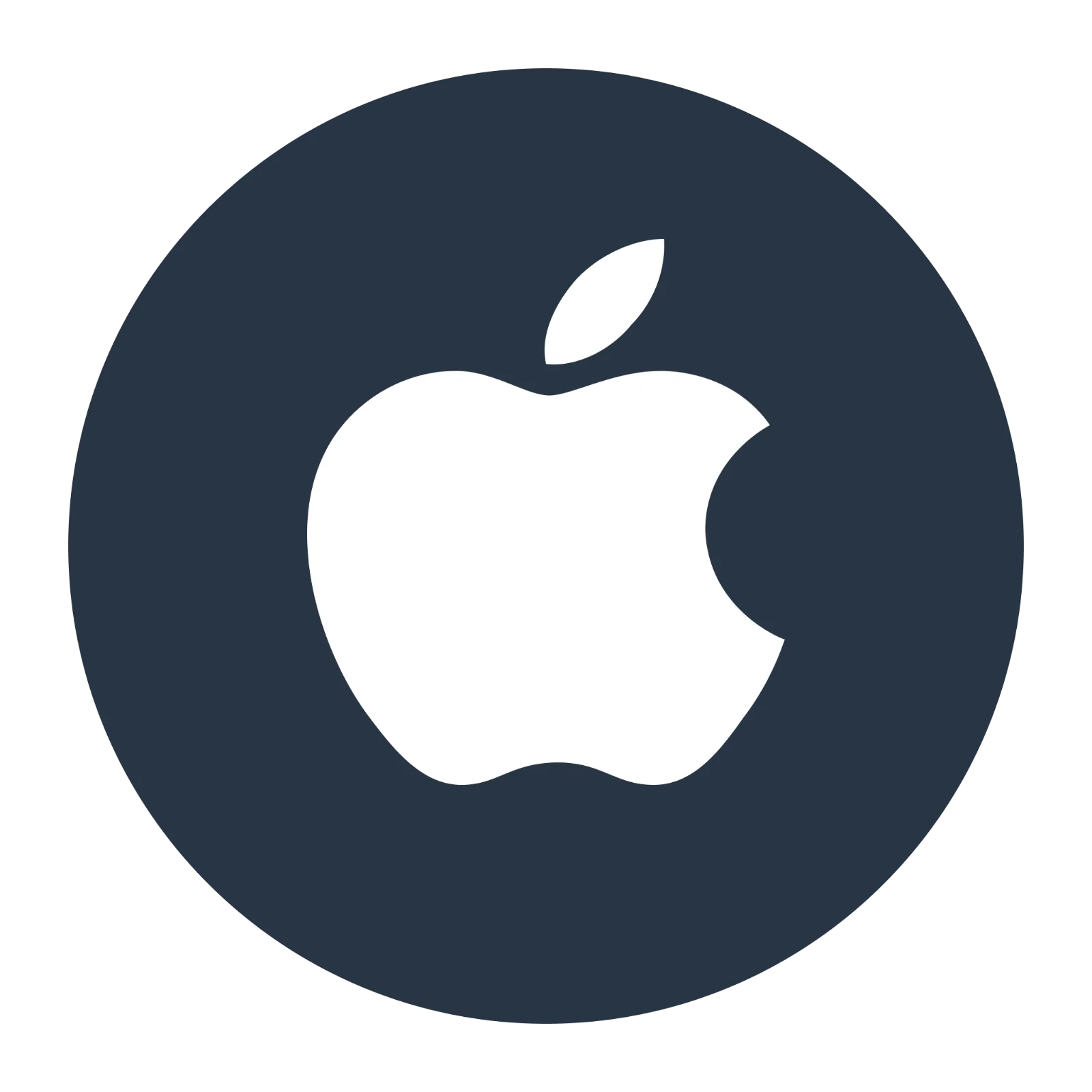 White Apple Logo in Navy Circle Free PNG