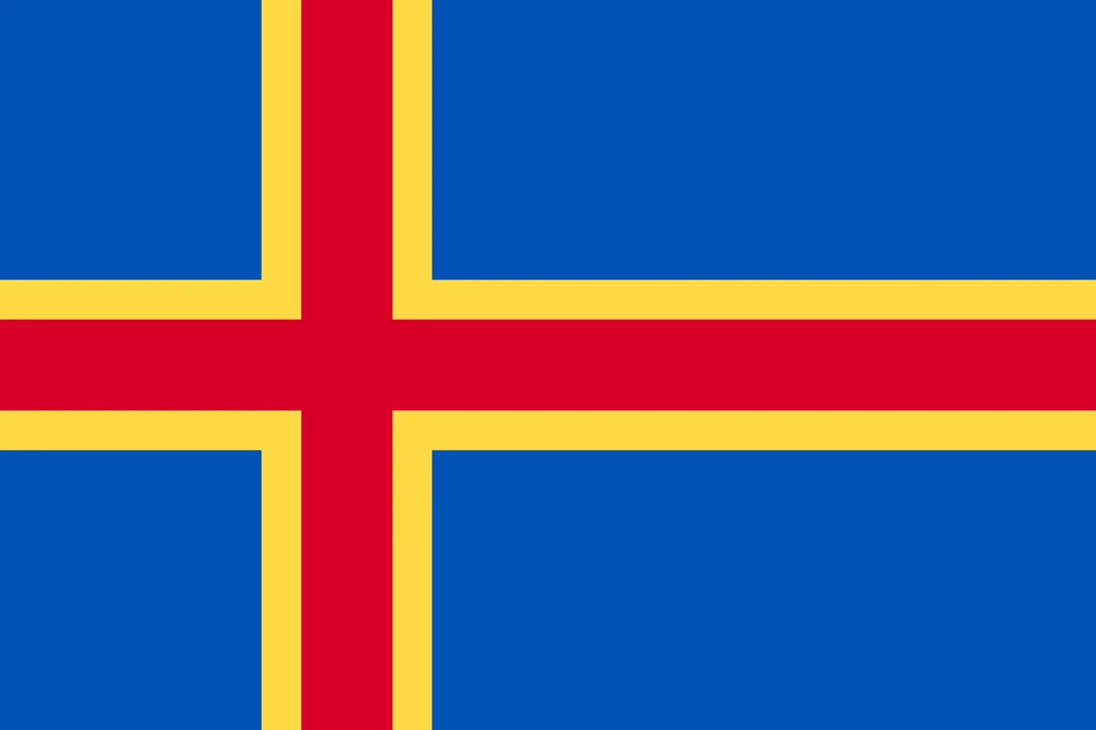 Åland Islands Flag with Red and Yellow Nordic Cross Free PNG