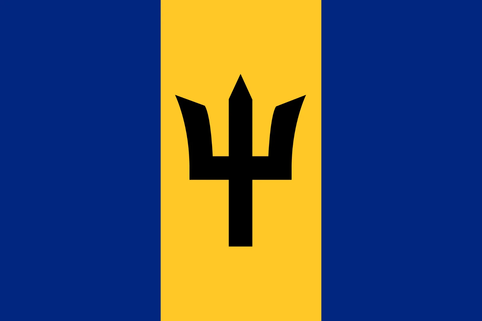 Barbados Flag with Black Trident Free PNG