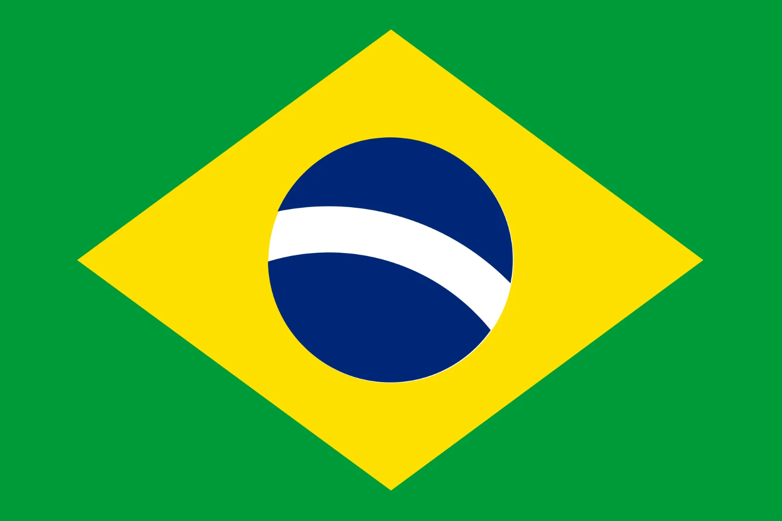 Brazilian Flag with Green Field and Yellow Diamond Free PNG
