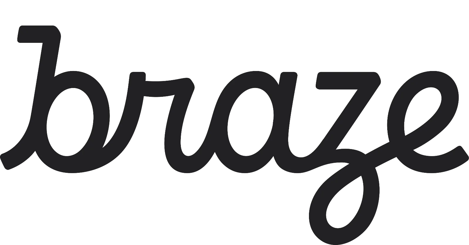 Braze Flowing Wordmark in Dark Gray on Black | Free PNG