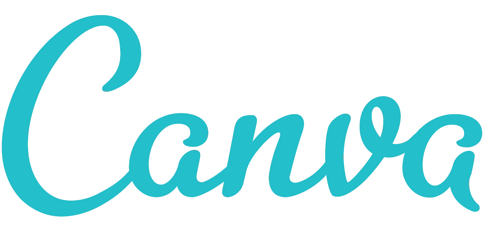 Turquoise Canva Script Wordmark on Black Background Free PNG