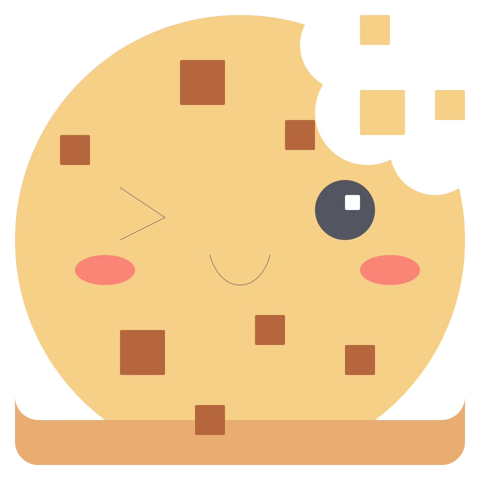 Smiling Chocolate Chip Cookie with Bite Marks – Free PNG