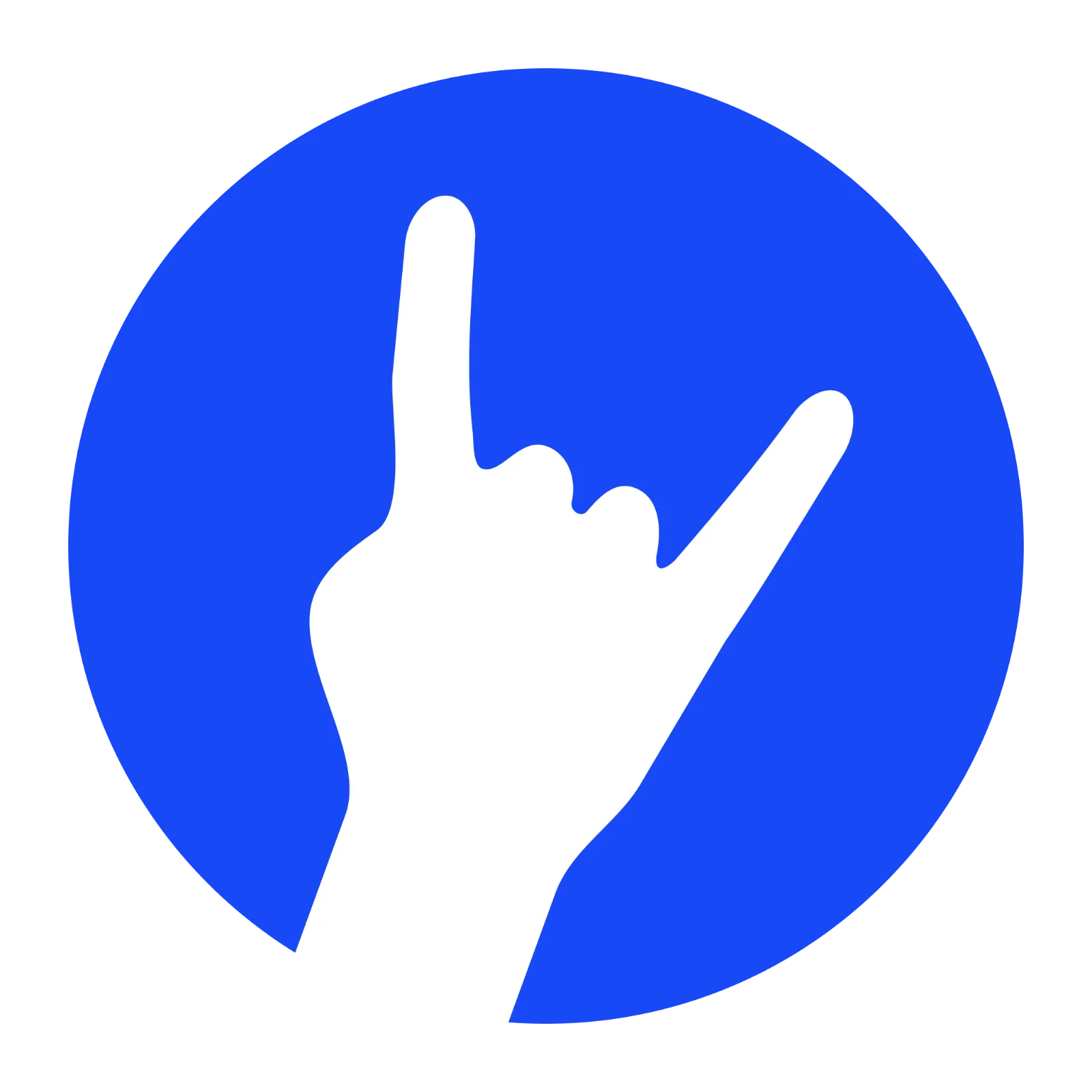 Rock On Hand Gesture in Blue Circle - Free PNG