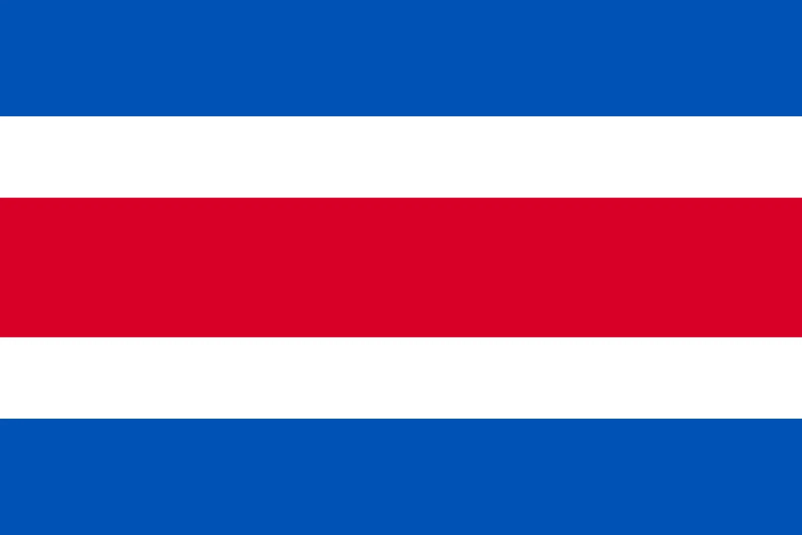 Costa Rica Flag with Broad Red Center Stripe Free PNG