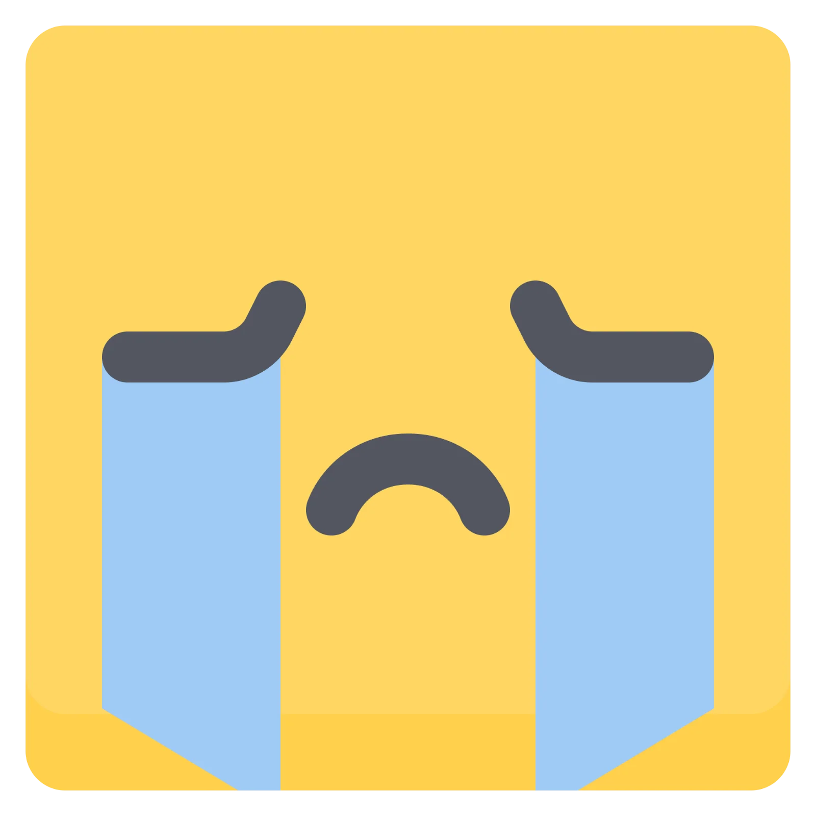 Crying Yellow Face with Blue Tears Free PNG