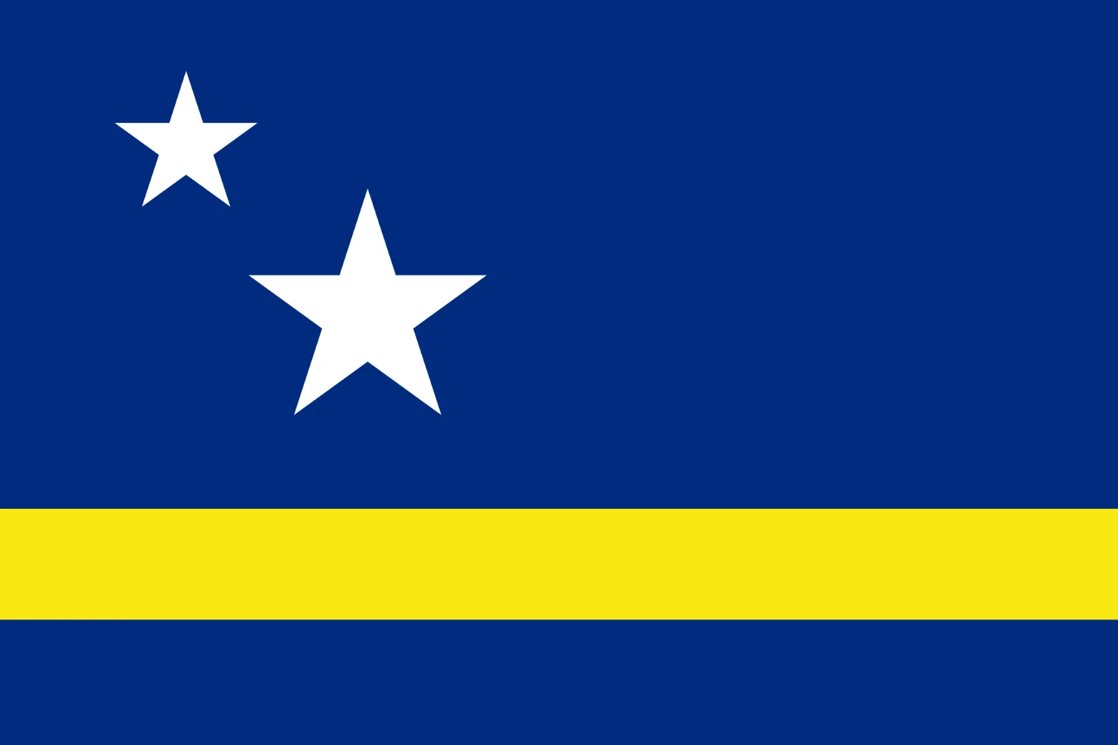 Curaçao Flag with Two White Stars and Yellow Stripe Free PNG