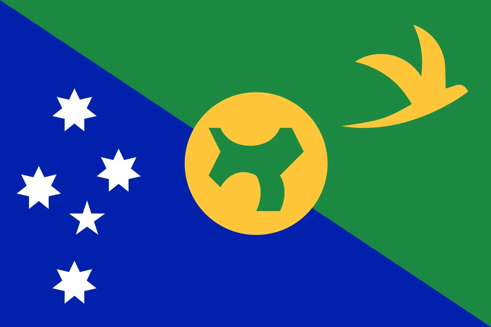Christmas Island Flag with Southern Cross and Gold Bird Free PNG