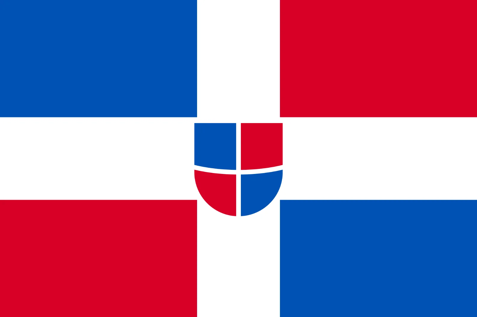 Red, White, and Blue Cross Flag with Quartered Shield Free PNG