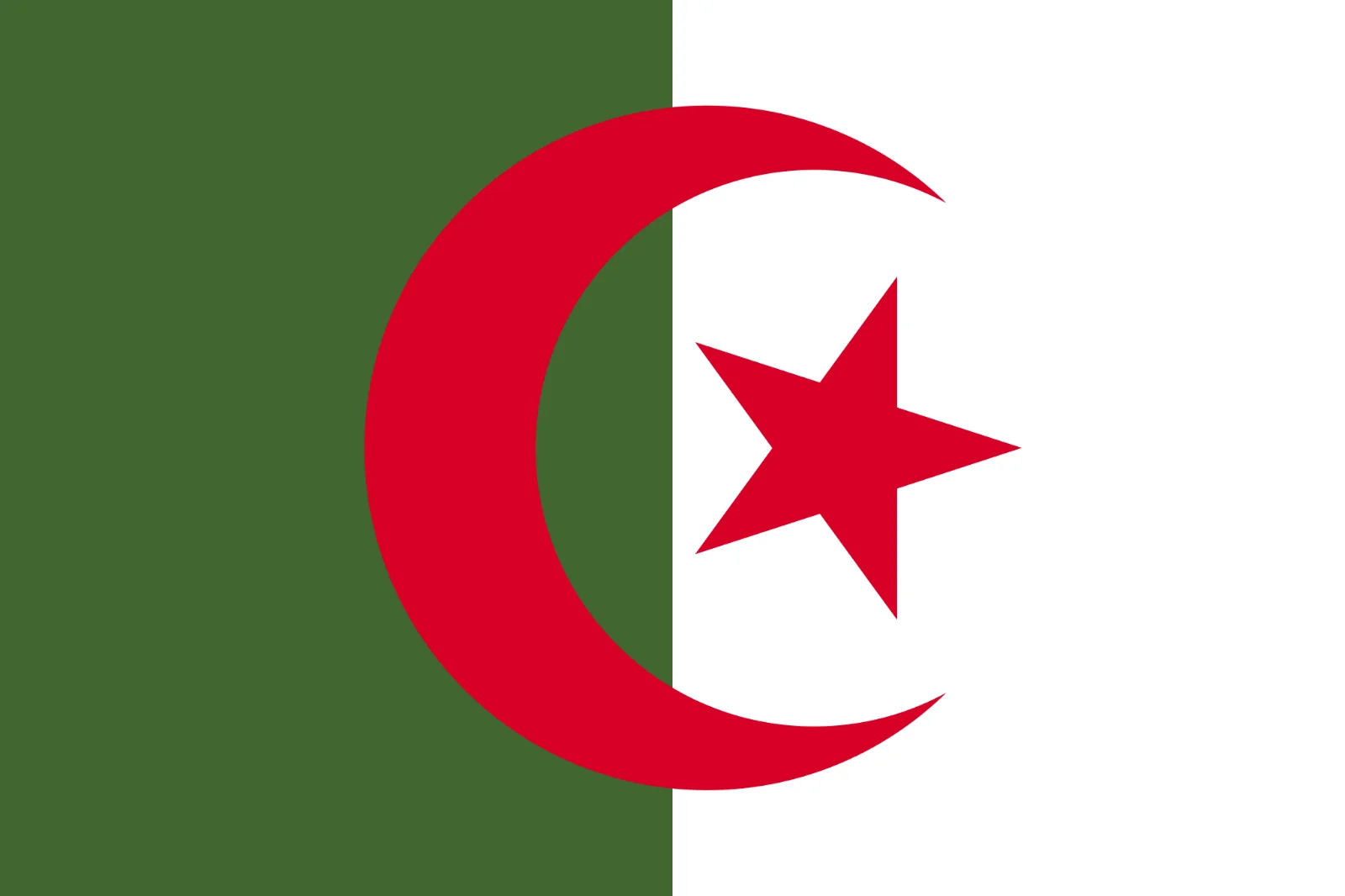 Algerian Flag with Red Crescent and Star Free PNG