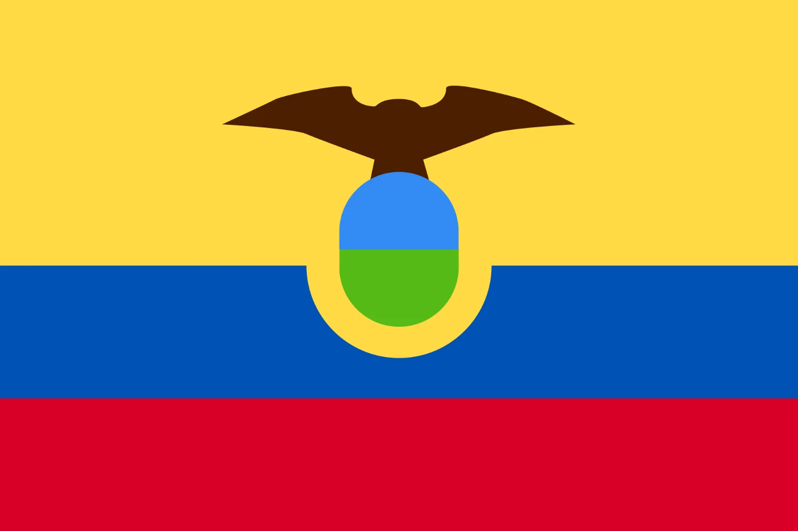 Ecuador Flag with Simplified Condor Emblem Free PNG