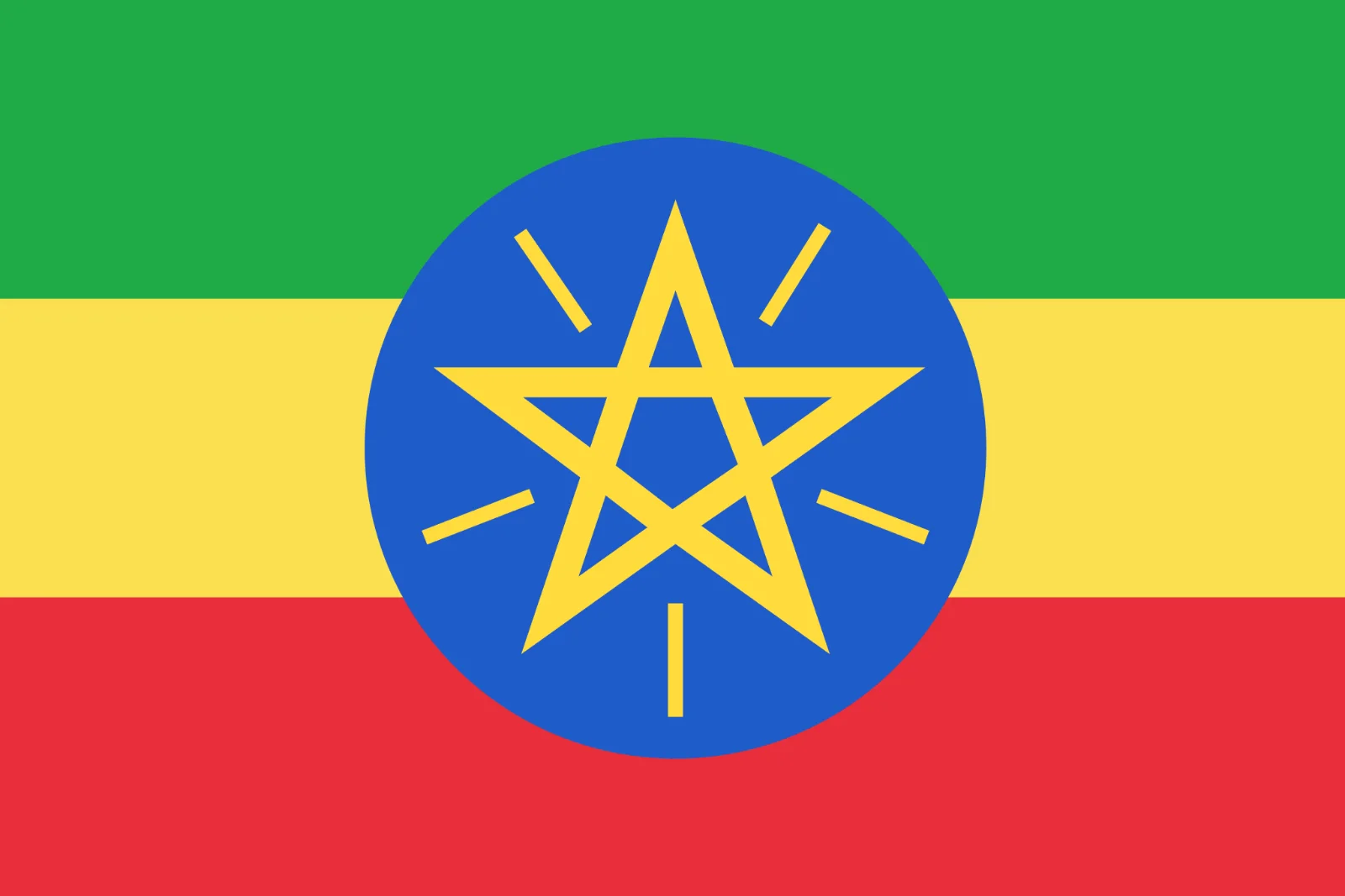 Ethiopian Flag with Golden Star Emblem Free PNG