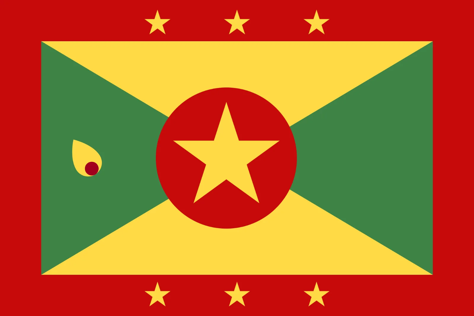 Grenada Flag with Stars and Nutmeg Emblem Free PNG