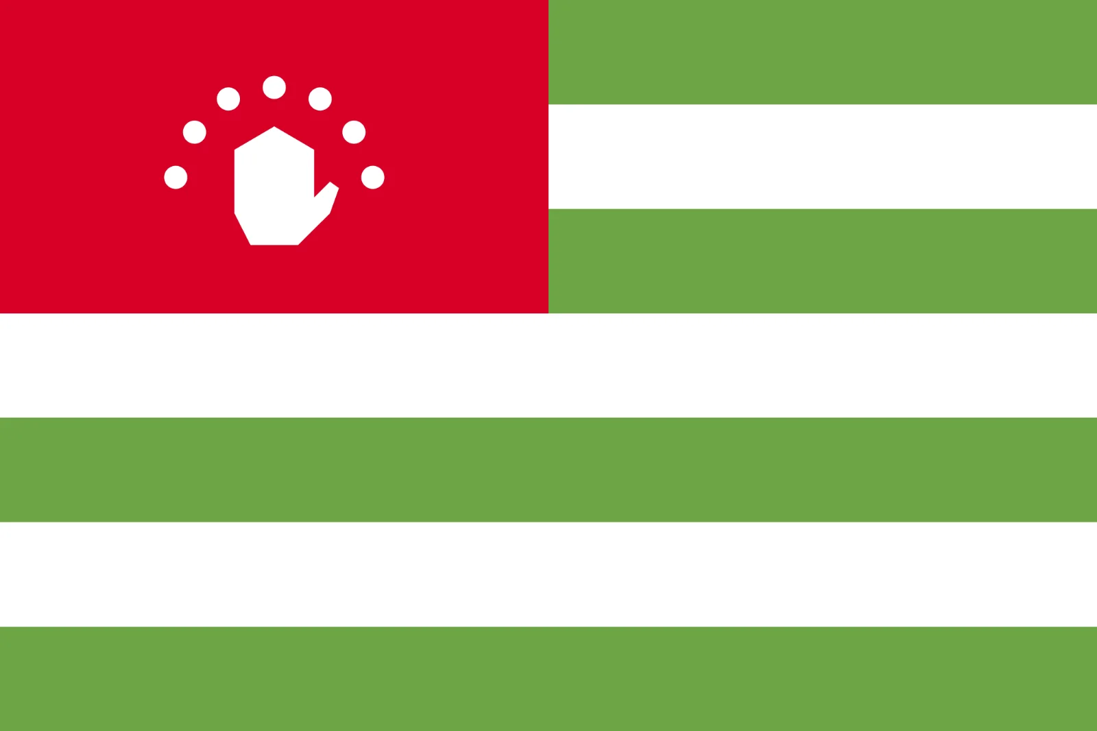 Green and White Striped Flag with Red Emblem Panel Free PNG