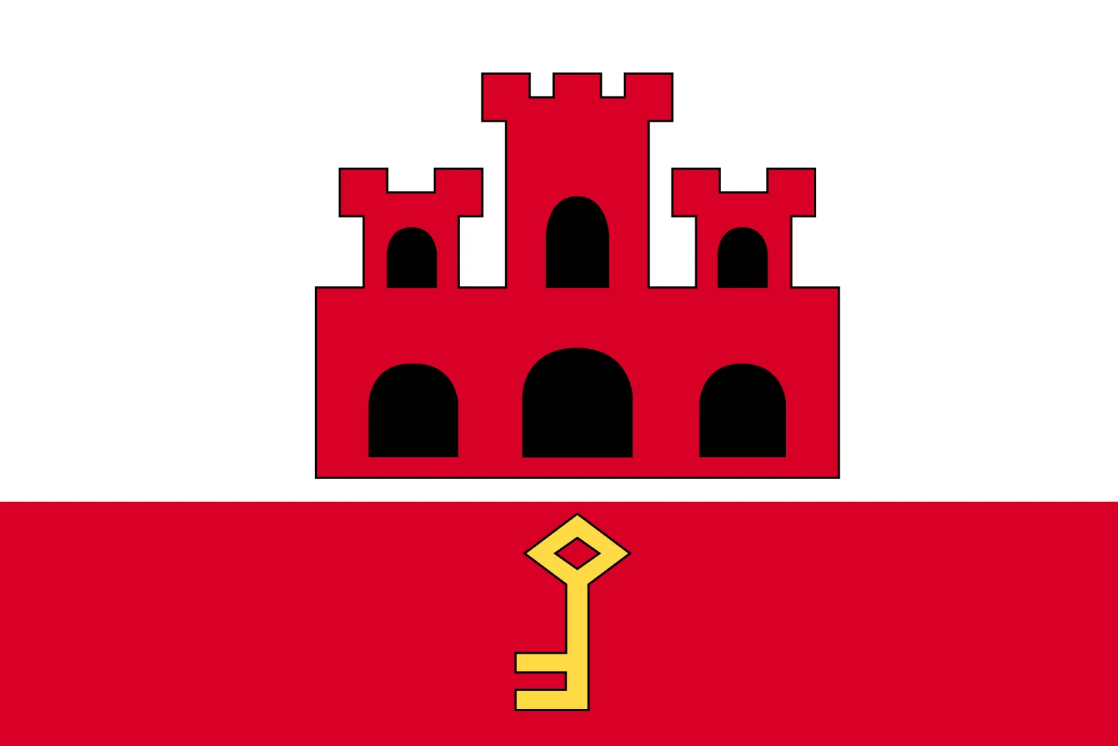 Gibraltar Flag with Castle and Key - Free PNG