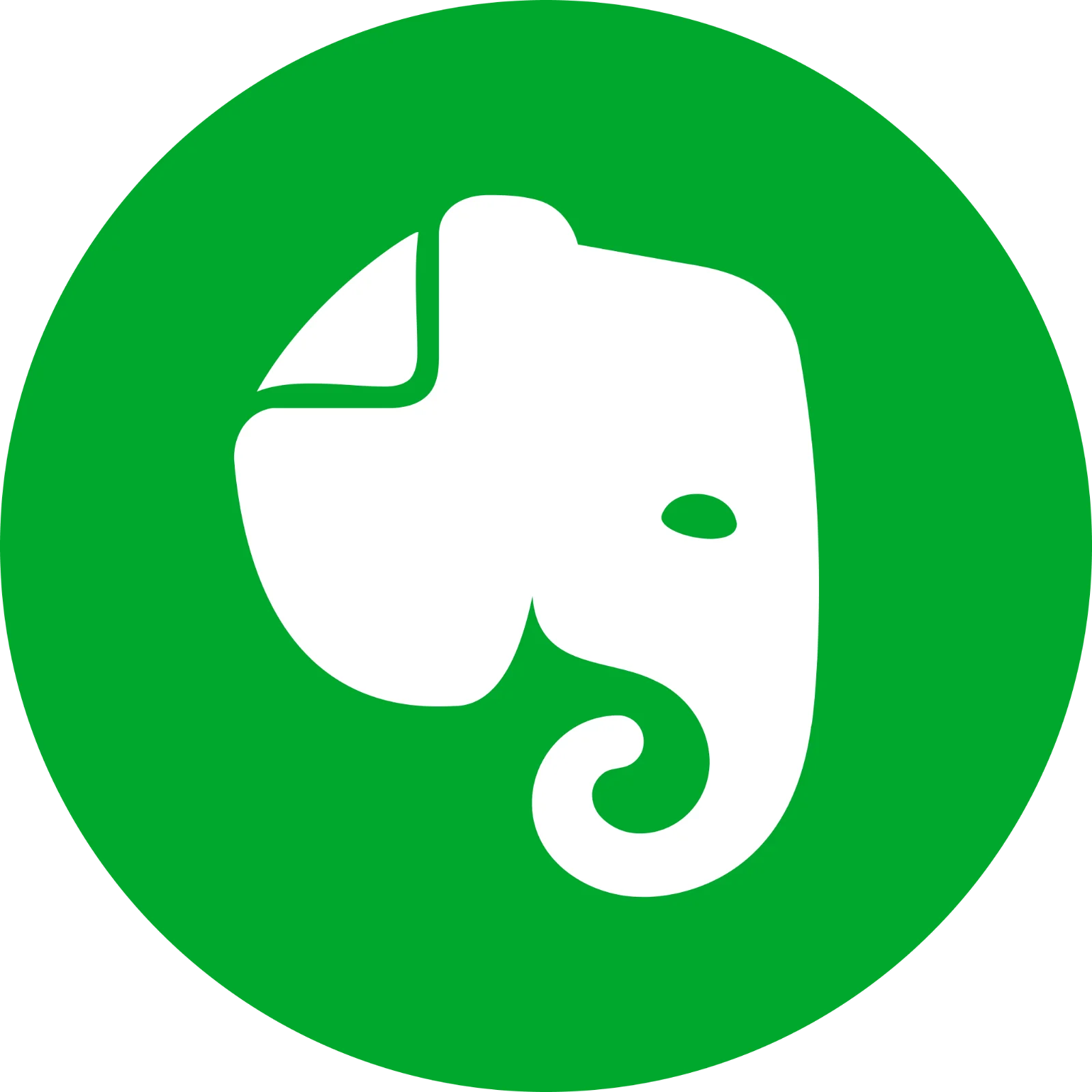 White Elephant Head in Green Circle Free PNG