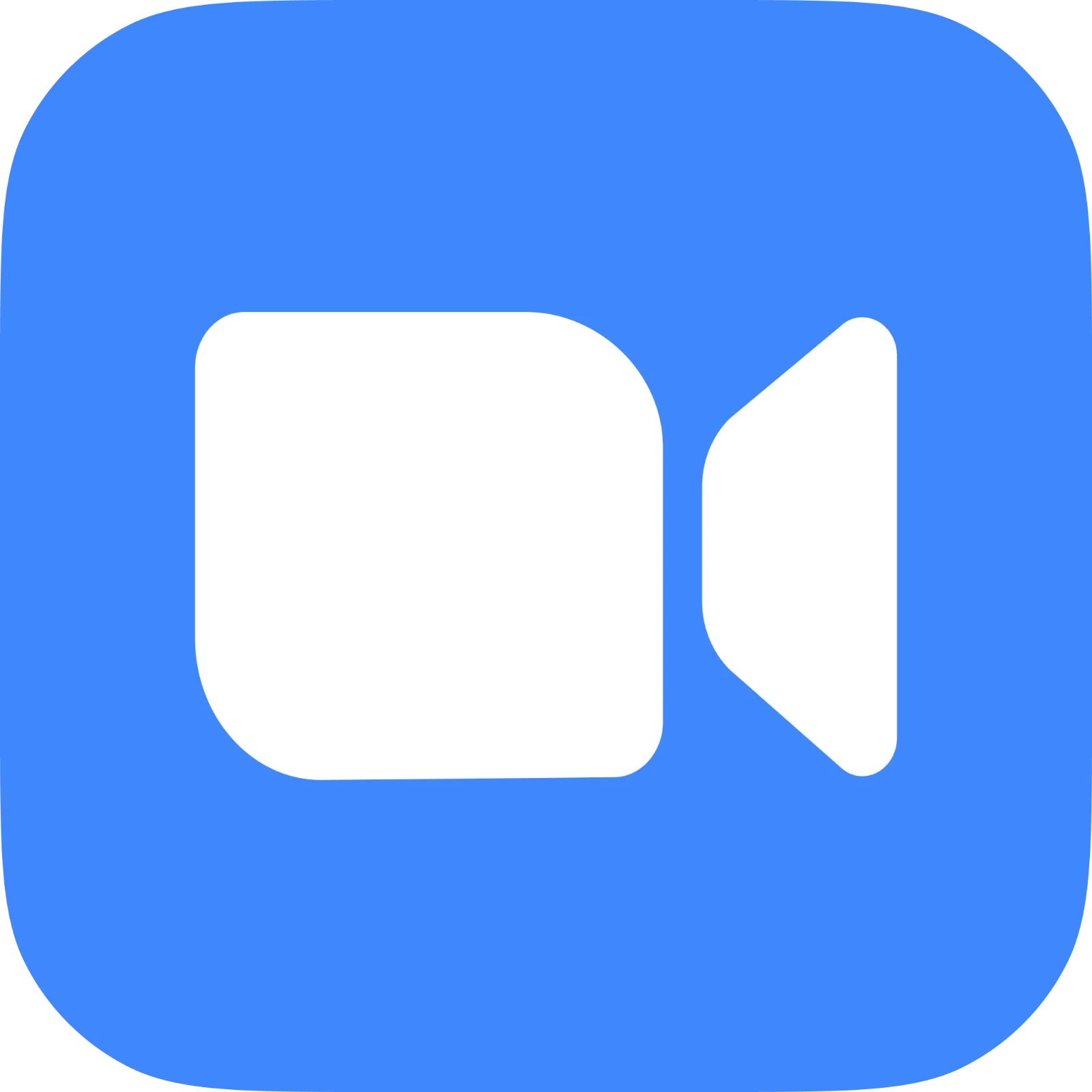 White Video Camera Icon on Blue Rounded Square Free PNG