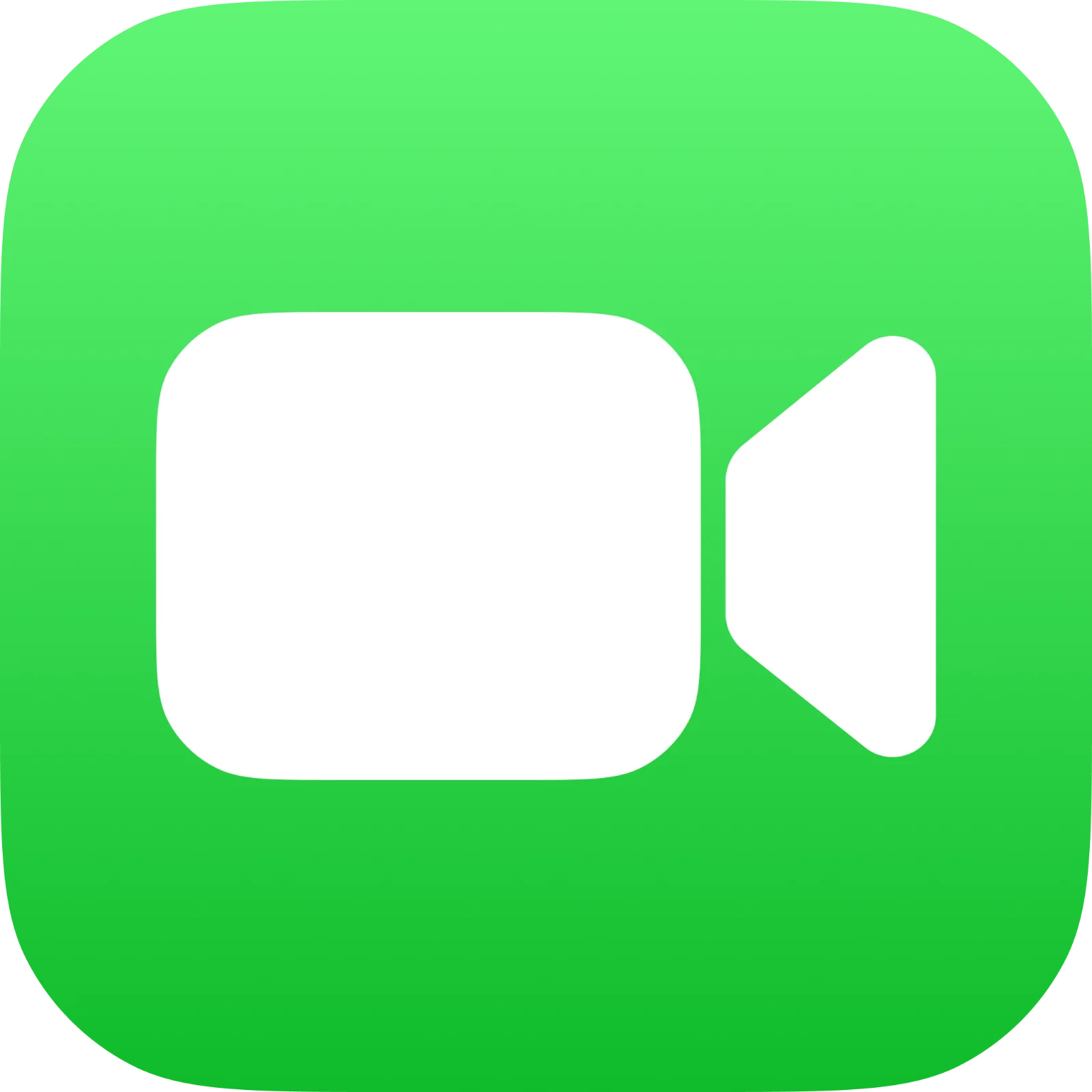 White Video Camera Icon on Green Gradient – Free PNG