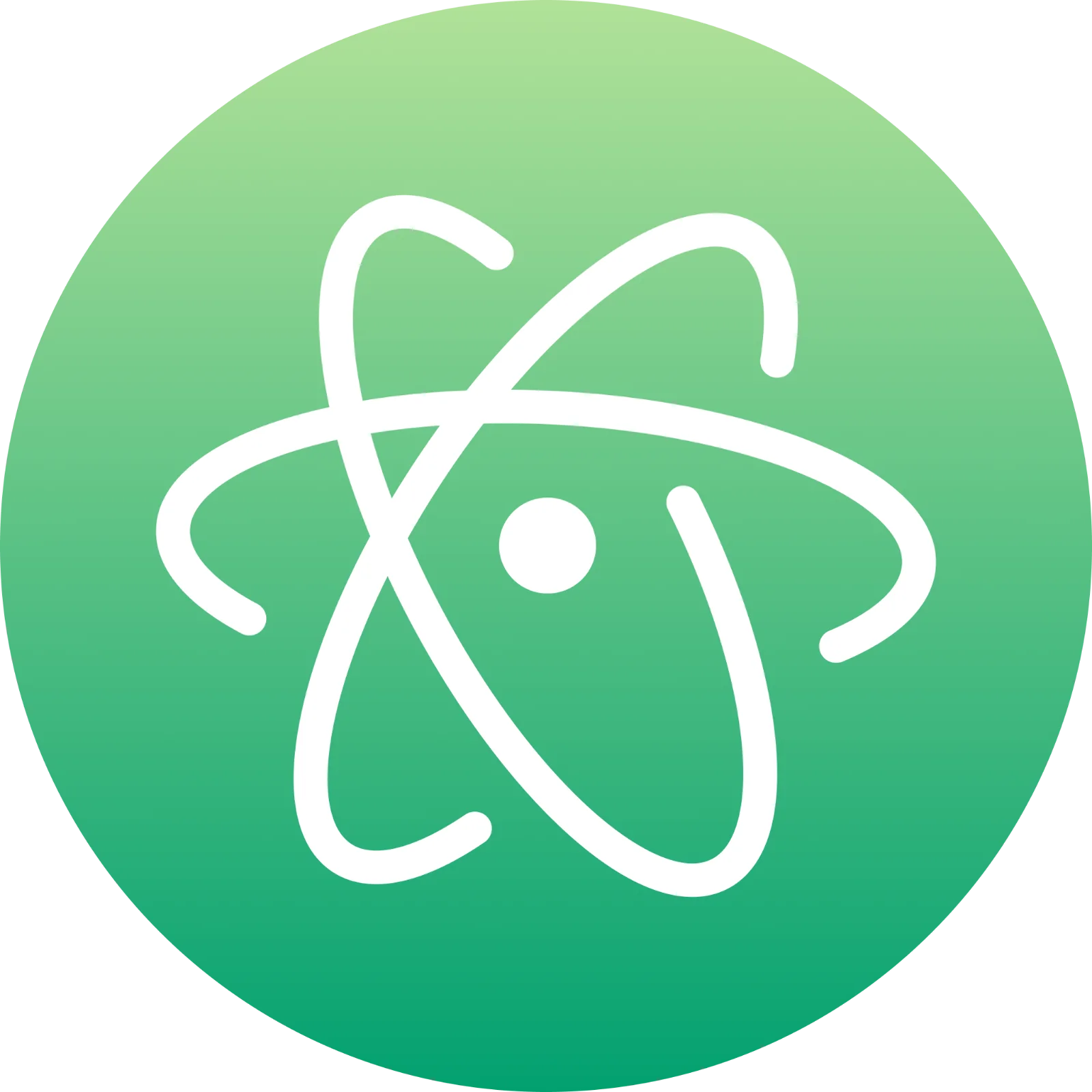 React Atom Symbol on Green Gradient Circle - Free PNG