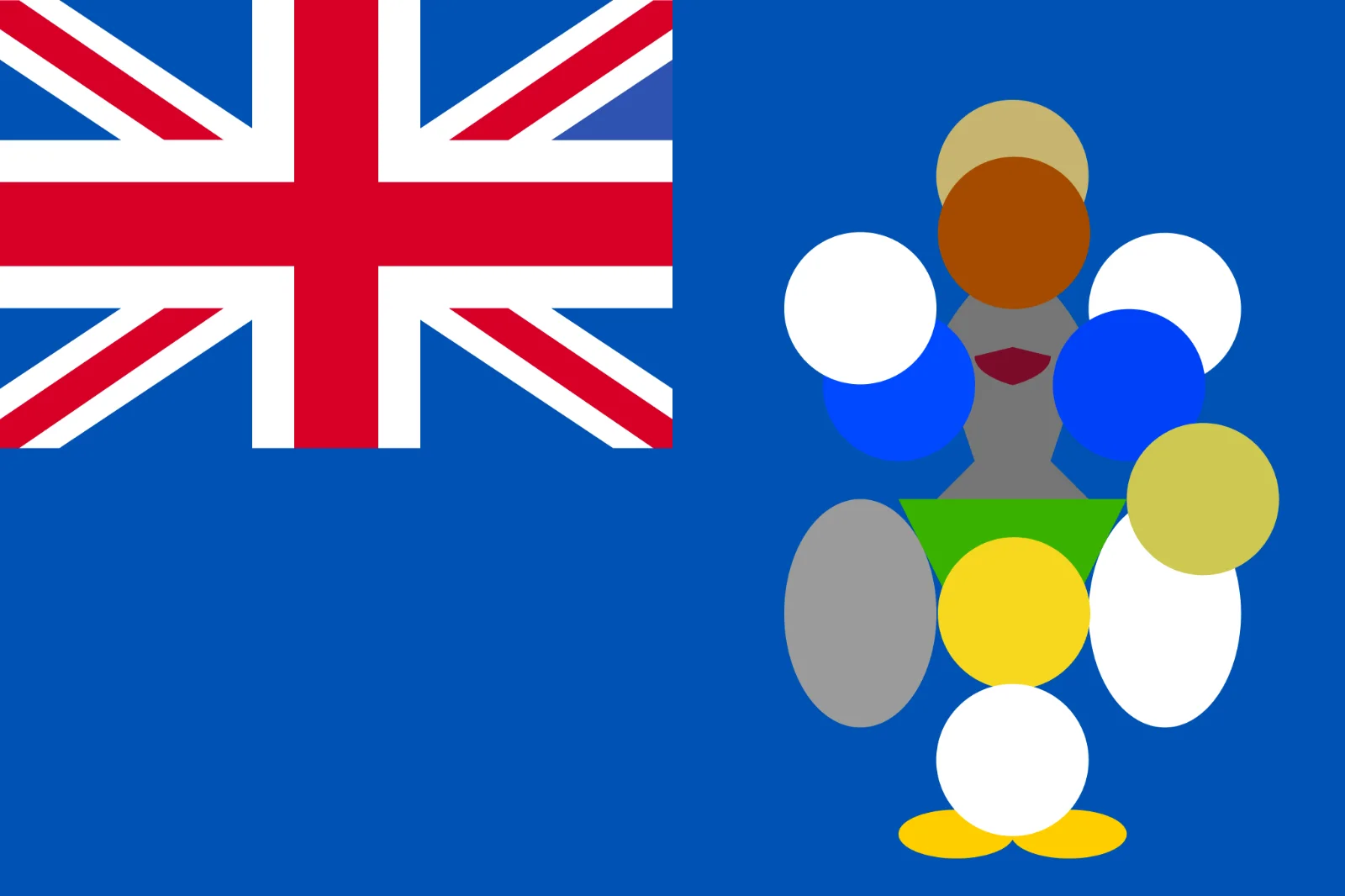 Geometric Figure with Union Jack on Blue Background Free PNG