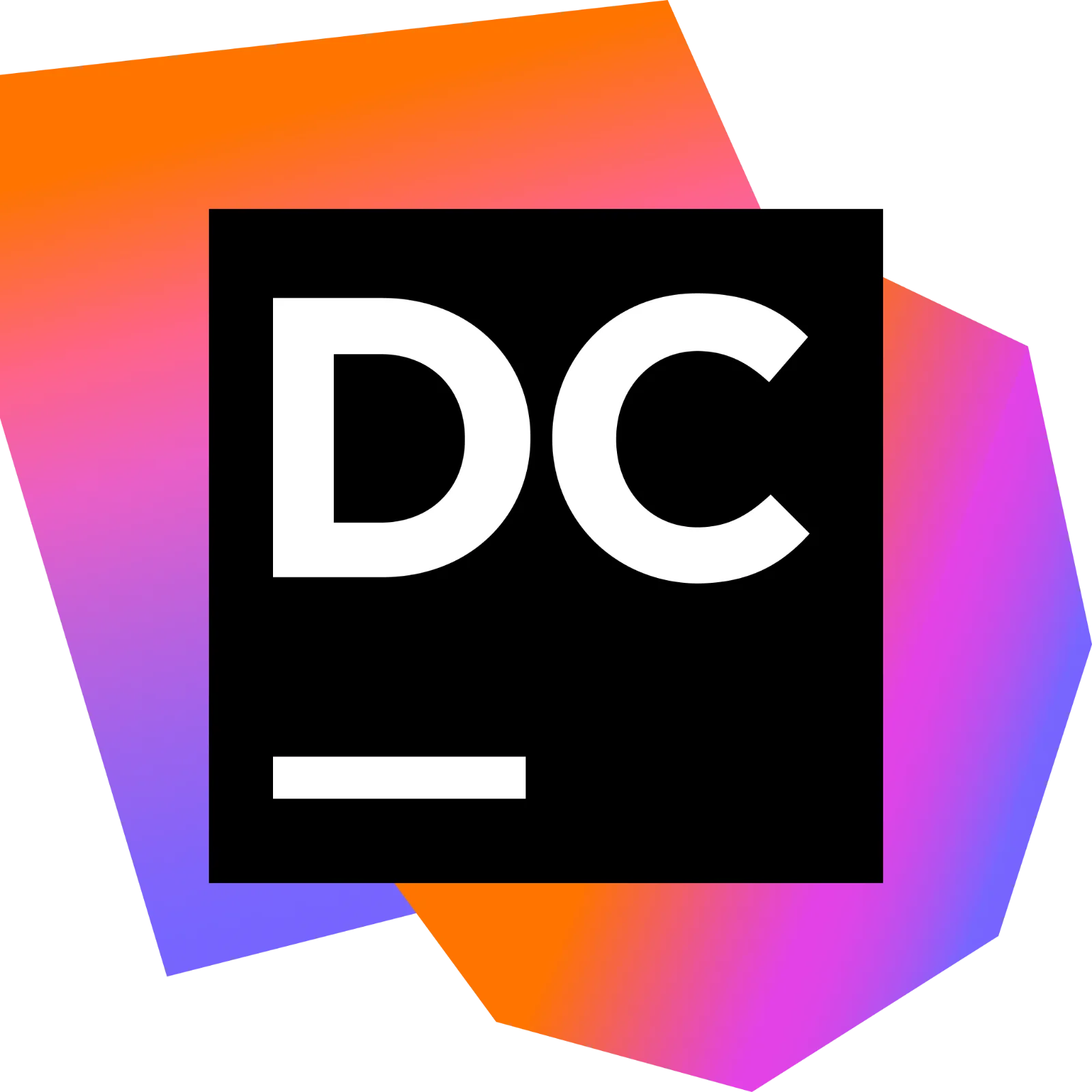 White DC Monogram on Colorful Gradient Shapes Free PNG