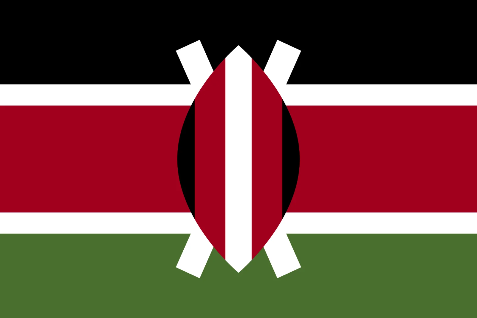Kenya Flag with Maasai Shield and Crossed Spears Free PNG