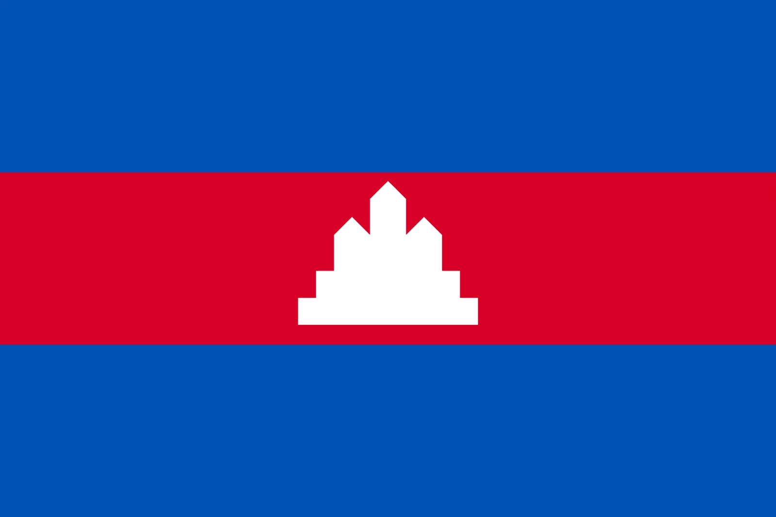 Cambodia Flag with White Angkor Wat Emblem Free PNG