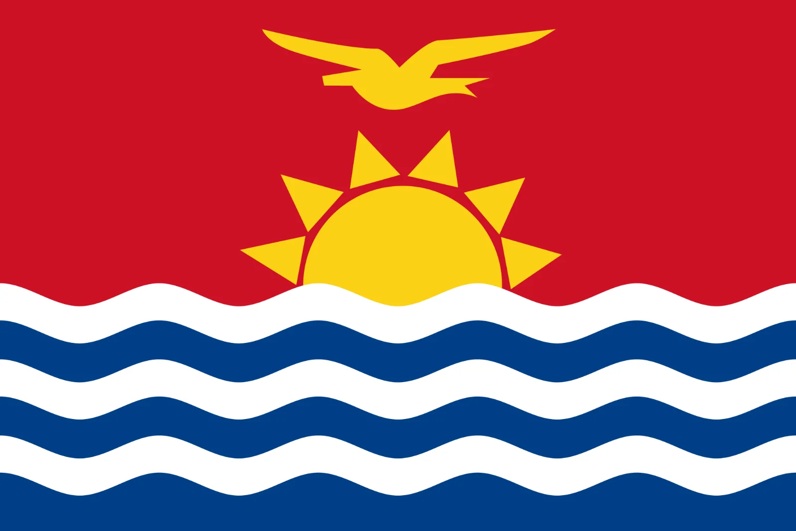 Rising Sun, Bird and Waves Flag Design Free PNG