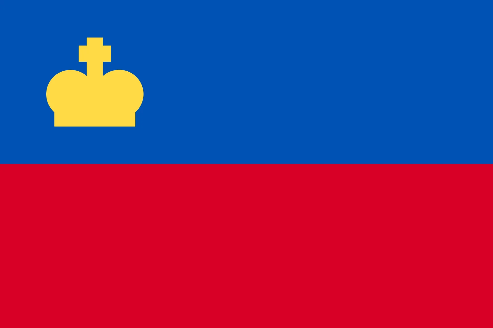 Liechtenstein Flag with Yellow Crown Free PNG