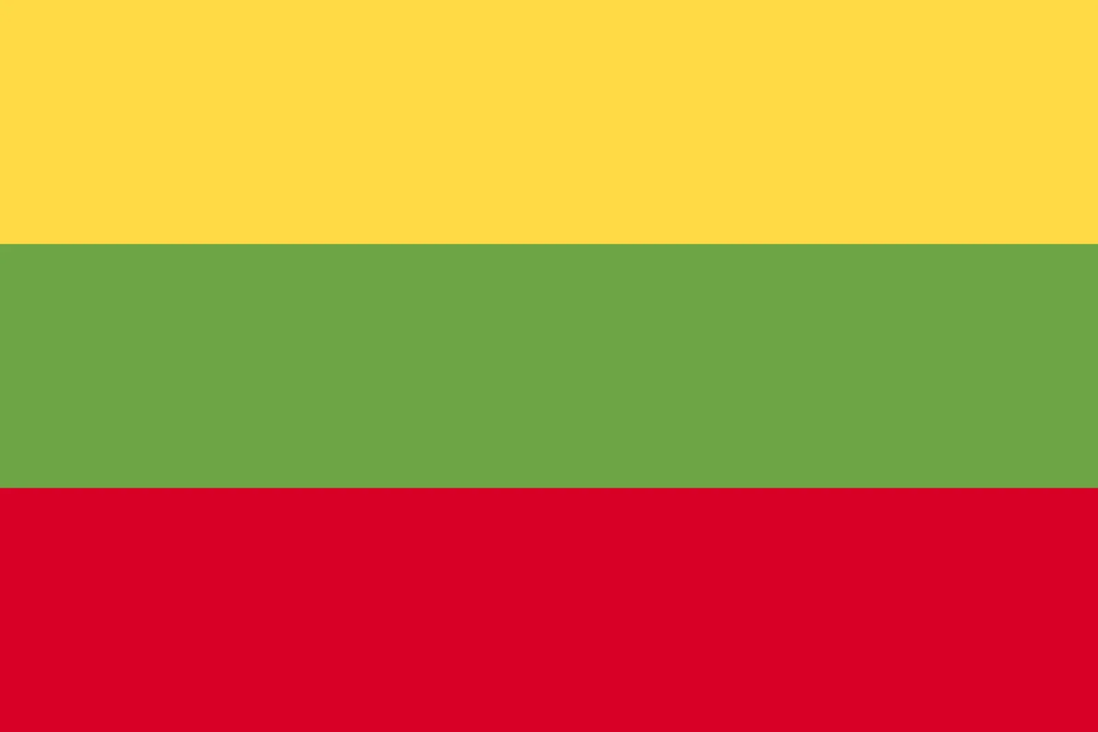 Lithuania Flag in Yellow, Green, and Red Free PNG