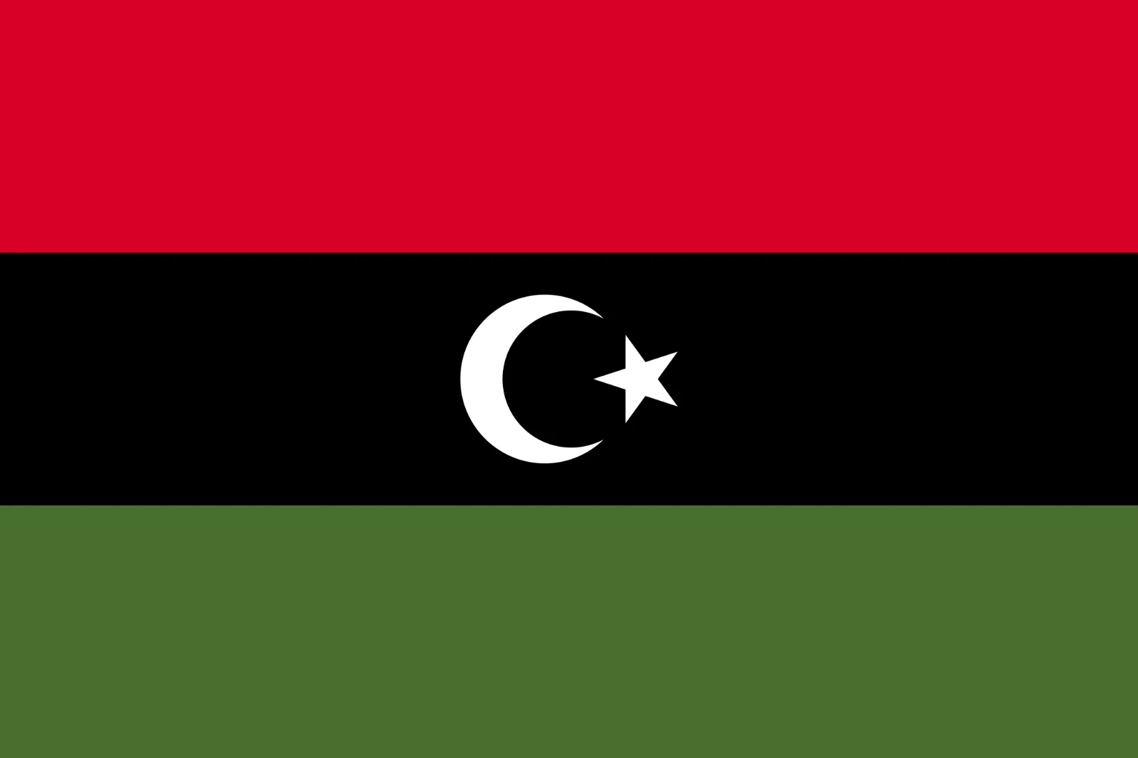 Libya Flag with White Crescent and Star - Free PNG