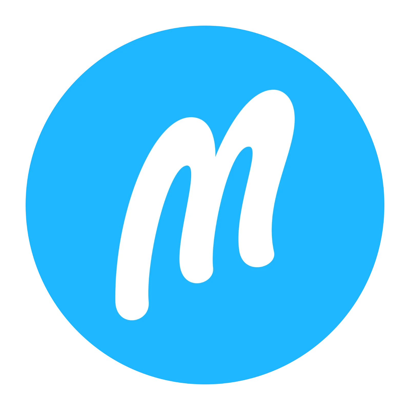 White Hand-Drawn M in a Blue Circle Free PNG