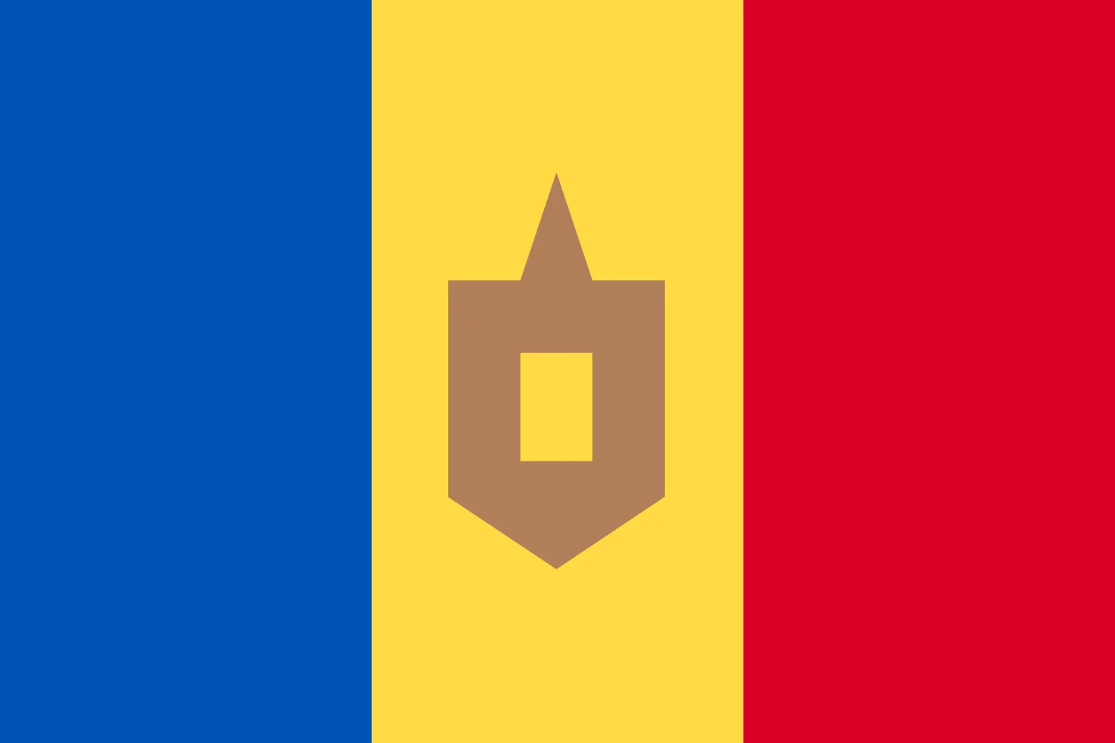 Blue Yellow Red Tricolor with Brown Geometric Emblem Free PNG