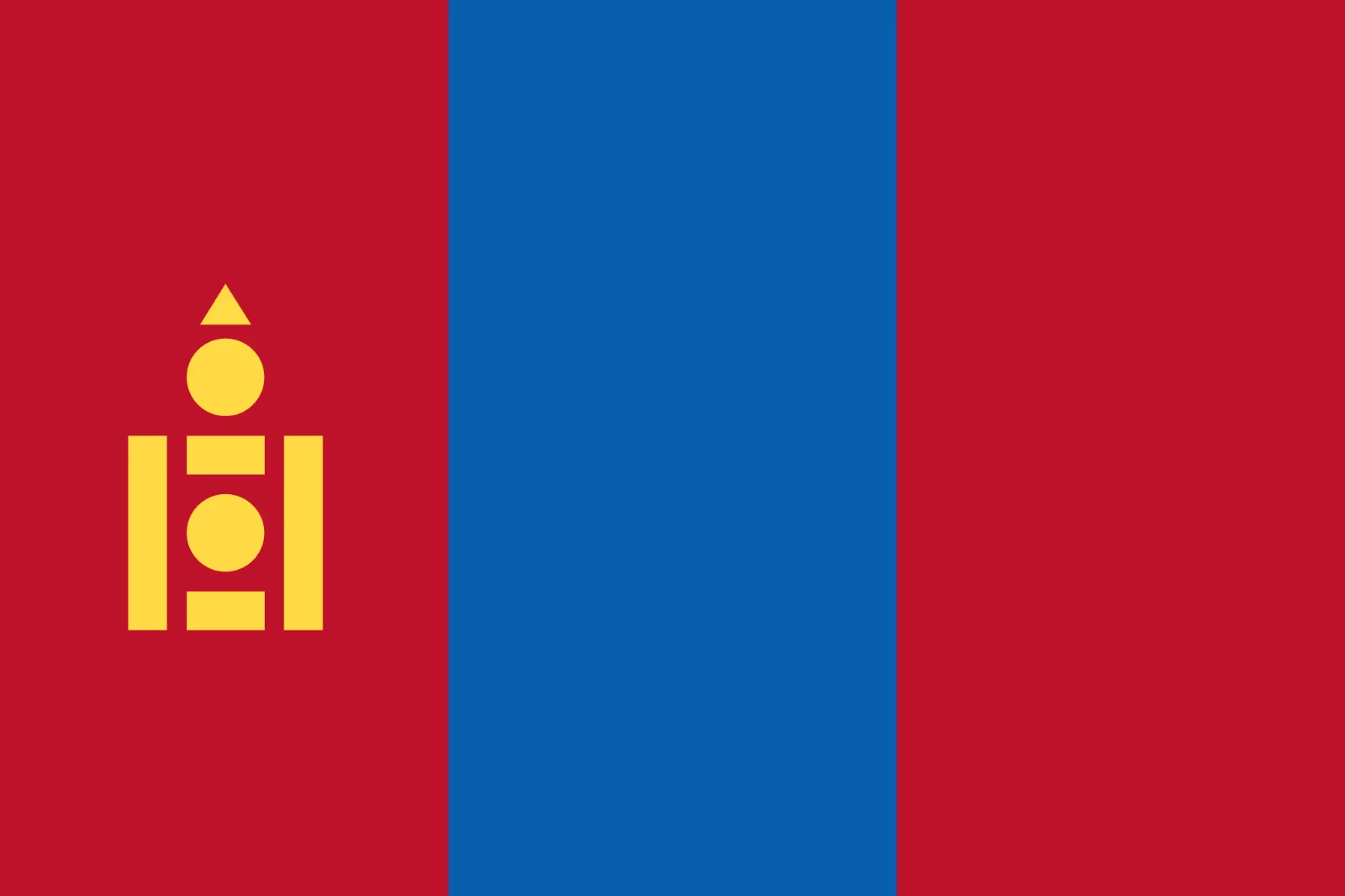 Mongolia Flag with Golden Soyombo Symbol Free PNG