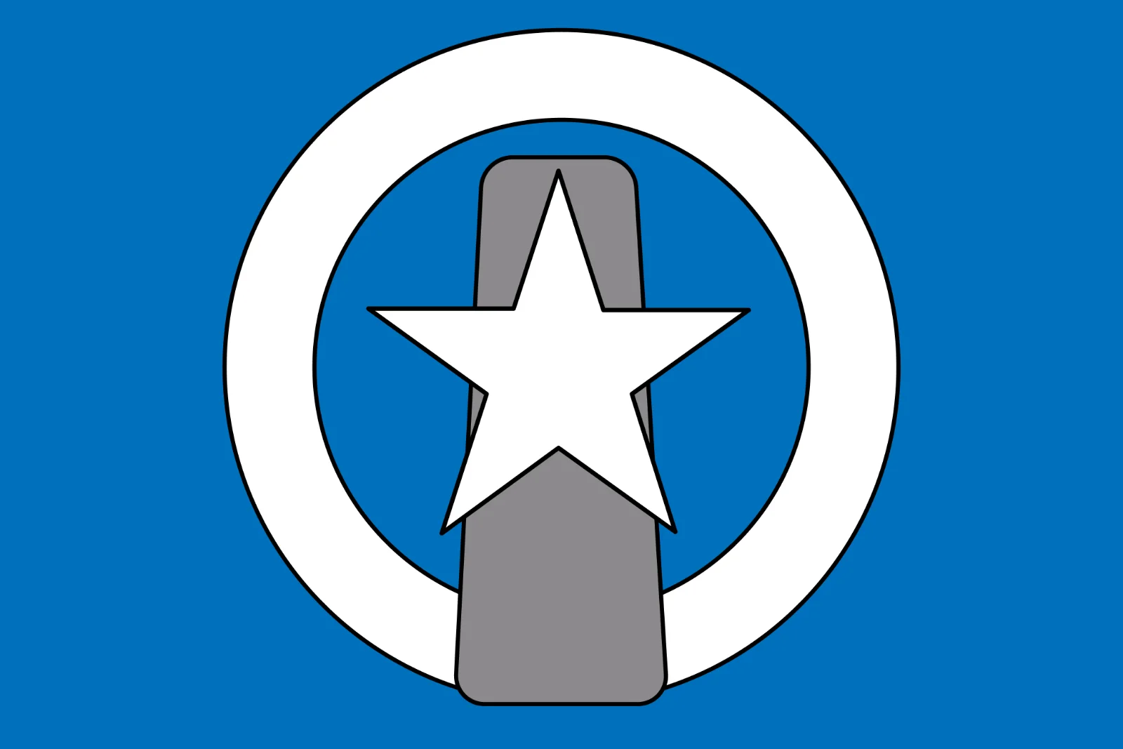 White Star Award Badge on Blue Background Free PNG